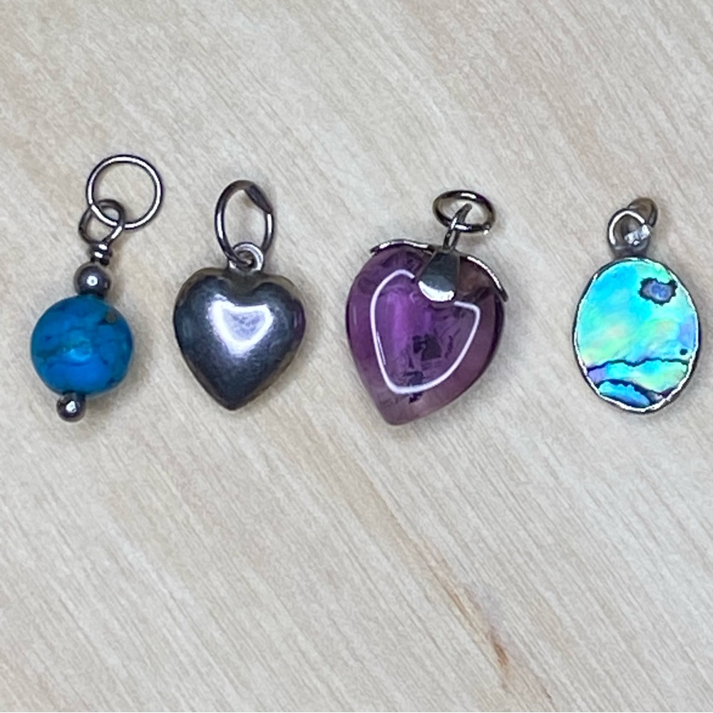 Small Pendants - Sterling Silver 925 and Gemstones Turquoise, Amethist, Abalone